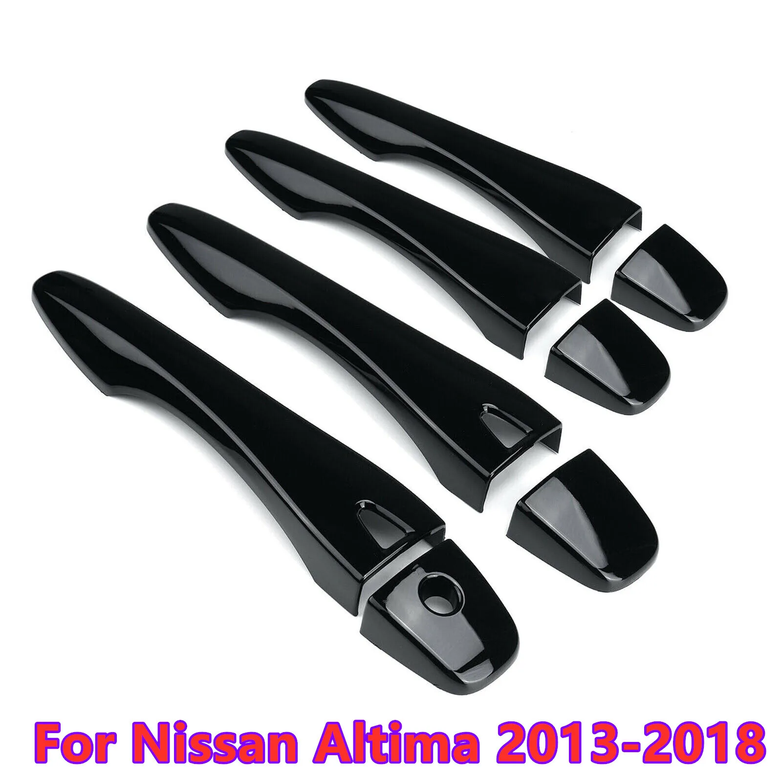 

For Nissan Altima 2013-2018 Glossy Black Door Handle Covers Trim with Smart Hole