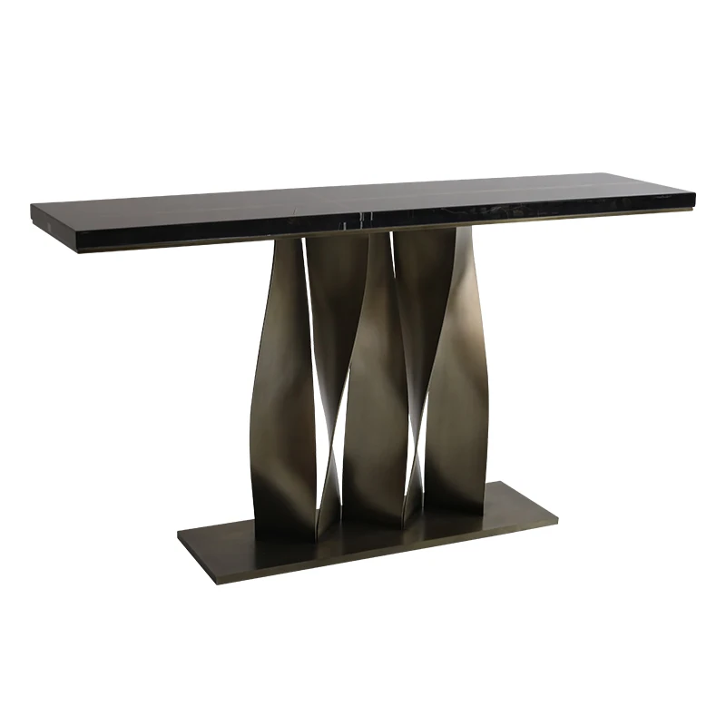 

Italian light luxury living room decoration end view table high-end stainless steel marble entrance corridor against the wall