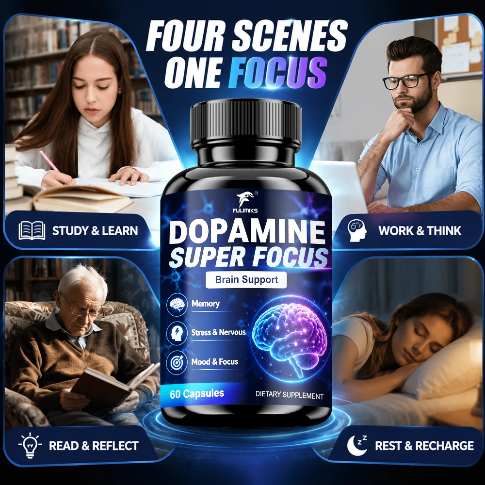 Dopamine Super Focus Brain Capsules, L-Tyrosine L-Theanine Alpha GPC, Boost Memory Mental Clarity & Balance Mood Relieve Stress view 3