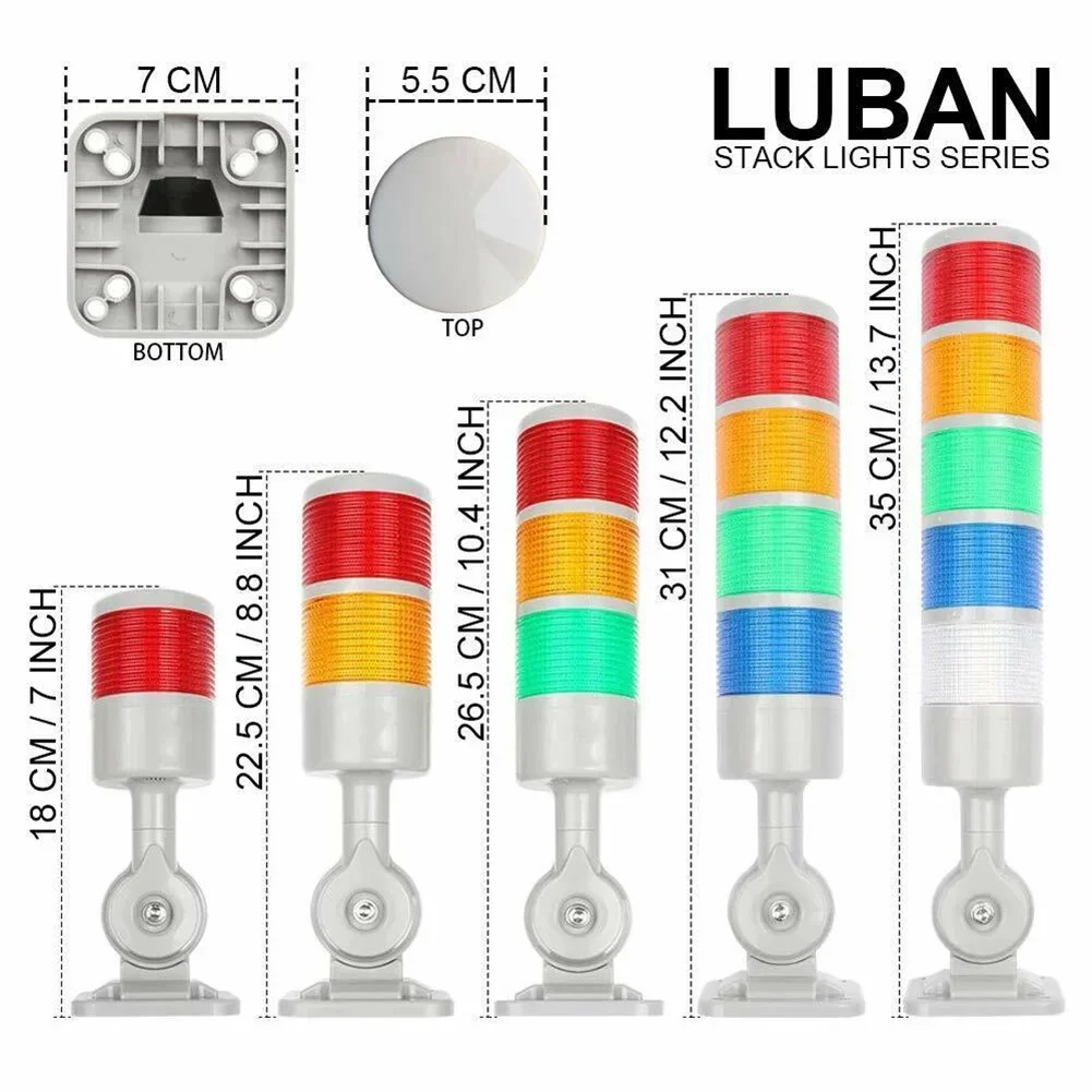 Industrial Grade 12V Led Signal Tower Stack Lights Column Lamp Andon Lights  IP54 Rating  Buzzer Alarm  Suitable for Factories