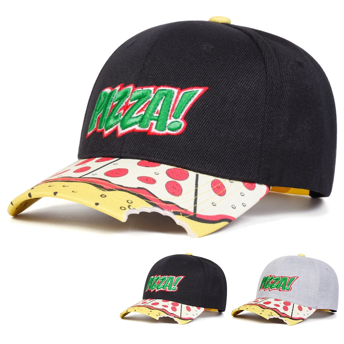Unisex PIZZA Letter Embroidery Baseball Caps Spring Autumn Outdoor Adjustable Casual Hats Dad Hat Sunscreen Hat
