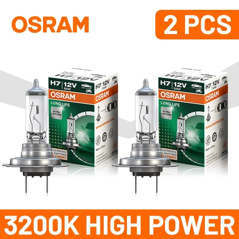 OSRAM Longlife H1 H4 H3 H7 55W Car Halogen Bulb H11 HB3 9005 HB4 9006 9012 Fog Lights 3200K Yellow Light Standard Headlight Lamp