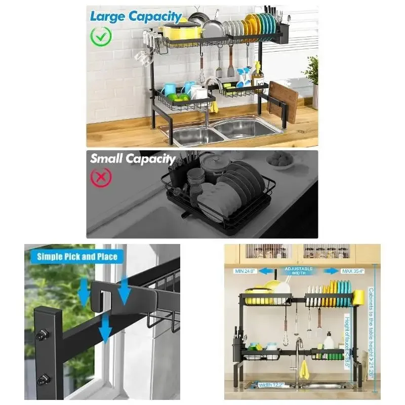 Over-The-Sink 2-Tier 4-Basket Dish Drying Rack: A Space-Saving Marvel