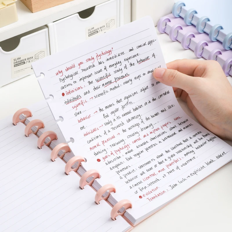 1Pack A5/B5 Simple Portable Detachable Notebook Mushroom Button Loose-leaf Notepad or Work, School and Journal80sheets/160pages
