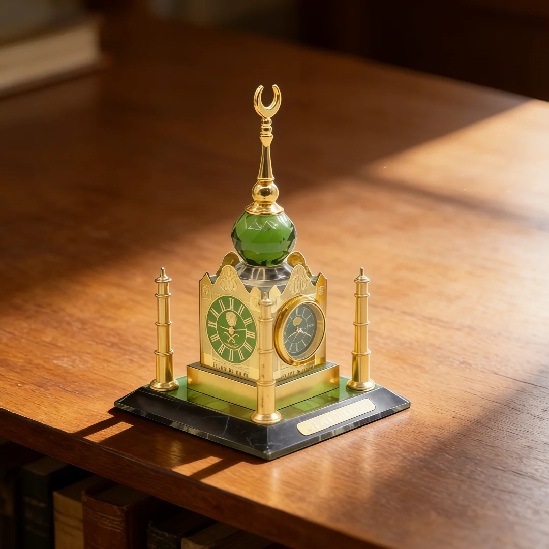 Middle Eastern Style Four-Pillar Clock Ornament, Integrally Formed Clock Model, Dual-purpose Decorative Gift for Home and Car