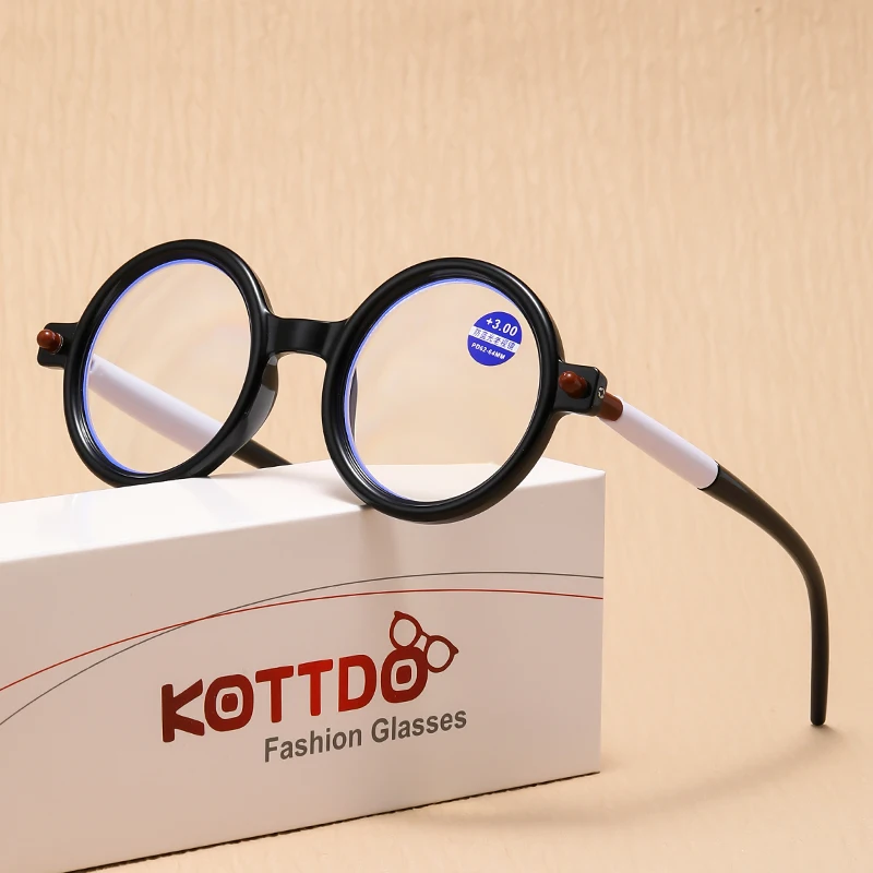 Runde Schwarz Weiß Lesebrille Frauen Männer AntiBlau Licht Vintage Presbyopie Weibliche Lesen Hyperopie Brillen Für Lesen + 1,0 + 1,5 – Detail 1