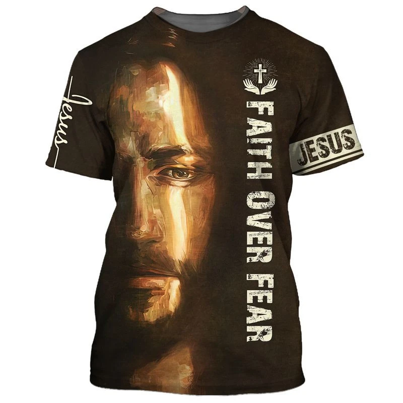 Jesus Christ T-shirt Men Women Short Sleeve O-neck T Shirts 3D Printed Pattern USA Flag Worship Chapel Clothes Pullover Top Tee