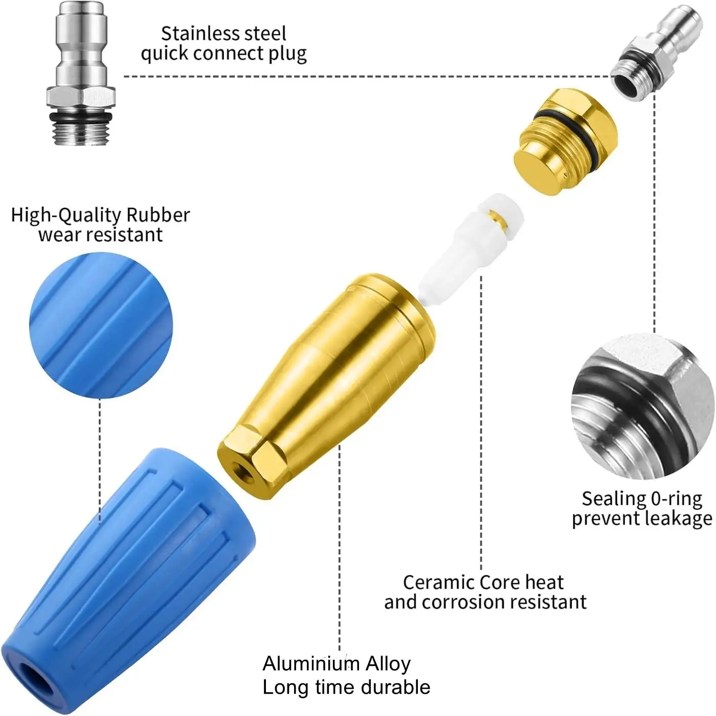 4000PSI Rotating Turbo Nozzle Sprayer For High Pressure Wash Gun With 1/4" Quick Connect Hitch