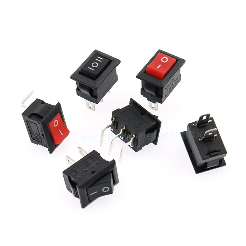 10 Pcs/lot KCD11 2Pin/3Pin 10x15mm Mini Rocker Switch SPST 3A 250V AC Snap-in On/Off Boat Push Button Switch Black Red White