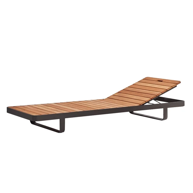 #Modern Outdoor Lounger Antiseptic Wood Waterproof Pool Lounger White Hotel Resort Courtyard Outdoor Lounger