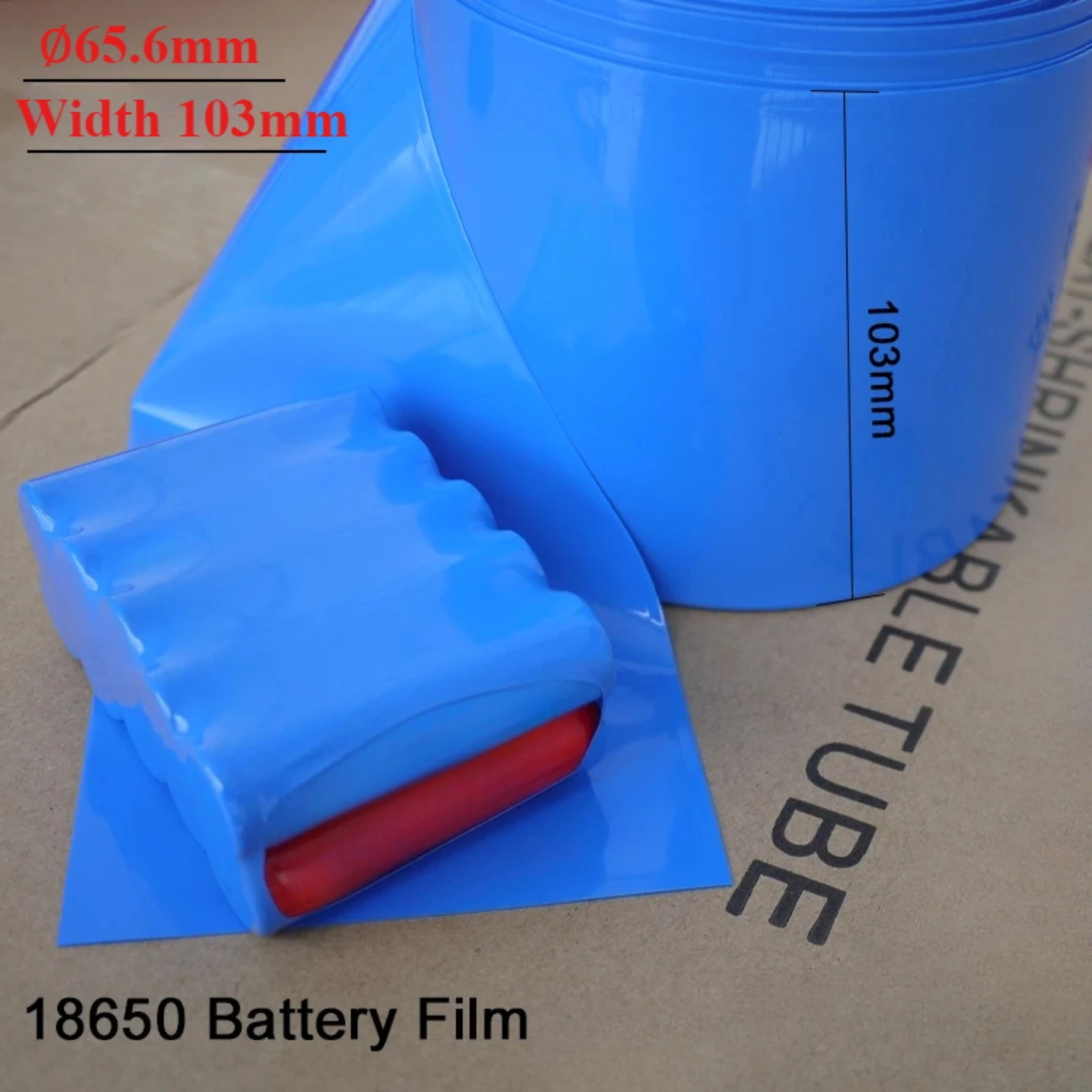 5 m/Packung DIY-Akkupack-Stromversorgung, PVC-umwickelter Schrumpfschlauch, langlebiger Isolationsschutz, blau, Breite 103 mm