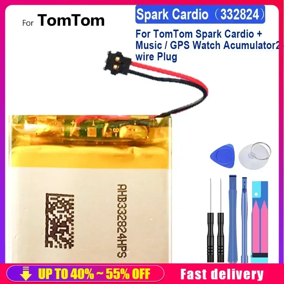 Spark Cardio (332824) 230mAh Battery For TomTom Spark Cardio + Music / TomTom Spark 3 Cardio GPS Watch Acumulator 2-wire Plug