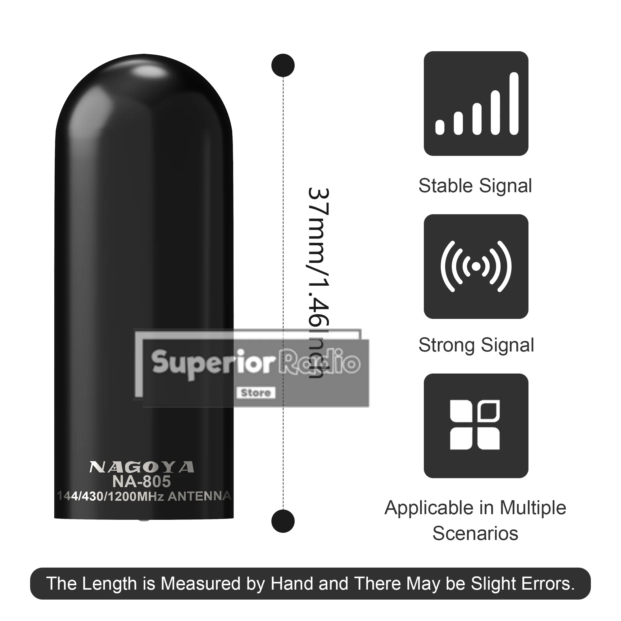 Walkie Talkie Mini Antenna NA-805 Original SMA-Male Dual Band 144/430mhz 3.7CM For TYT MD-UV390 Plus Baofeng P15UV Retevis RT81