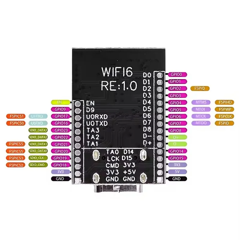 لوحة تطوير A29F-ESP32-C6 مع مذبذب كريستال RGB LED 4 ميجابايت فلاش USB Type-C منفذ RISC-V 32 بت وحدة بلوتوث Wifi6 #5