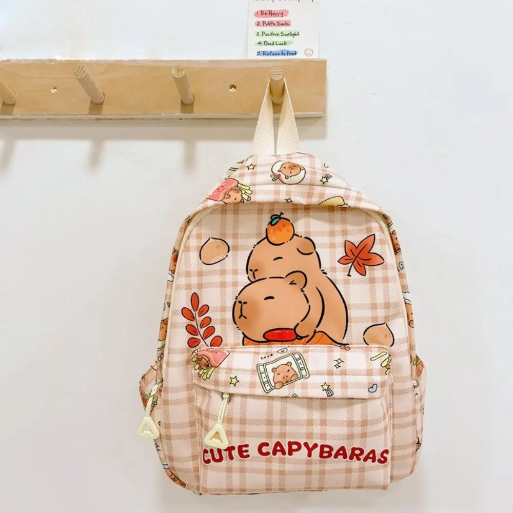 Zaino Capybara simpatico cartone animato Zaino da scuola per asilo in nylon di grande capacità Zaino da viaggio leggero e colorato per bambini