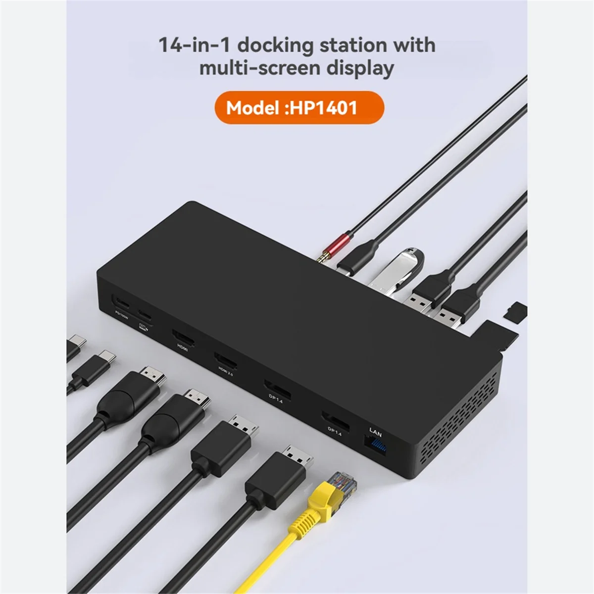 Док-станция A49T 14-в-1 USB-C — зарядка для ноутбука PD100W, совместимая с 2DP и 2HDMI, для аксессуаров для ноутбуков ПК