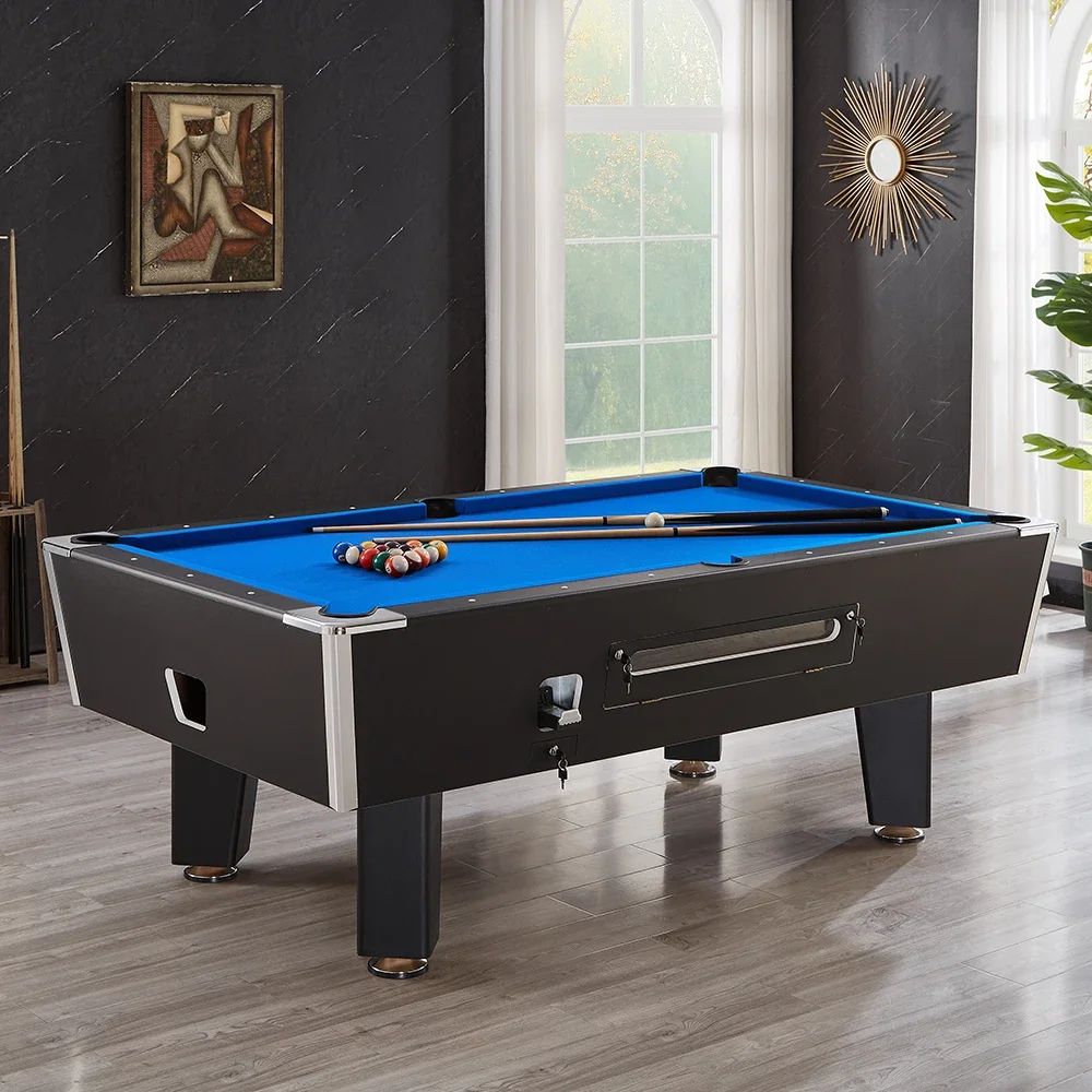 2024 Hot Sale Low Price Game 7 Feet 8 Feet Wooden Commercial Coin Pool Table with Ball Return System