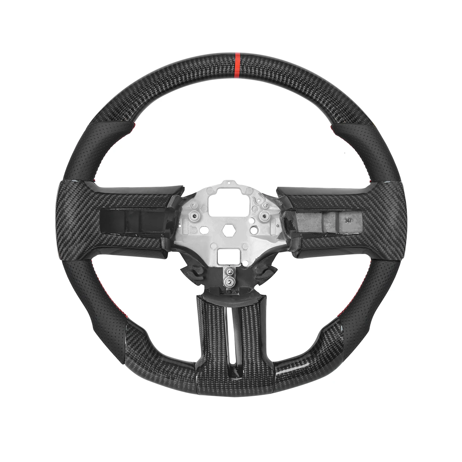 

Handcrafted Carbon Fiber Leather Steering Wheel For Ford Mustang 2013, Performance Grip Design