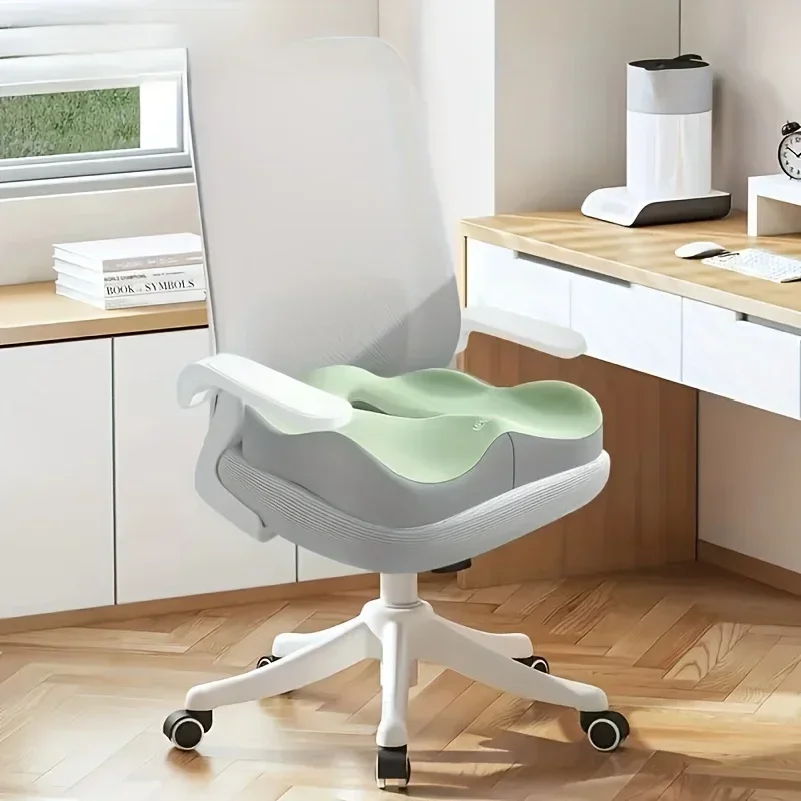 1 Stück Memory-Schaum Sitzkissen - 3D Ergonomische Unterstützung | Hellgrün & Grau, Waschbares Polyester, Auto-/Bürobedarf