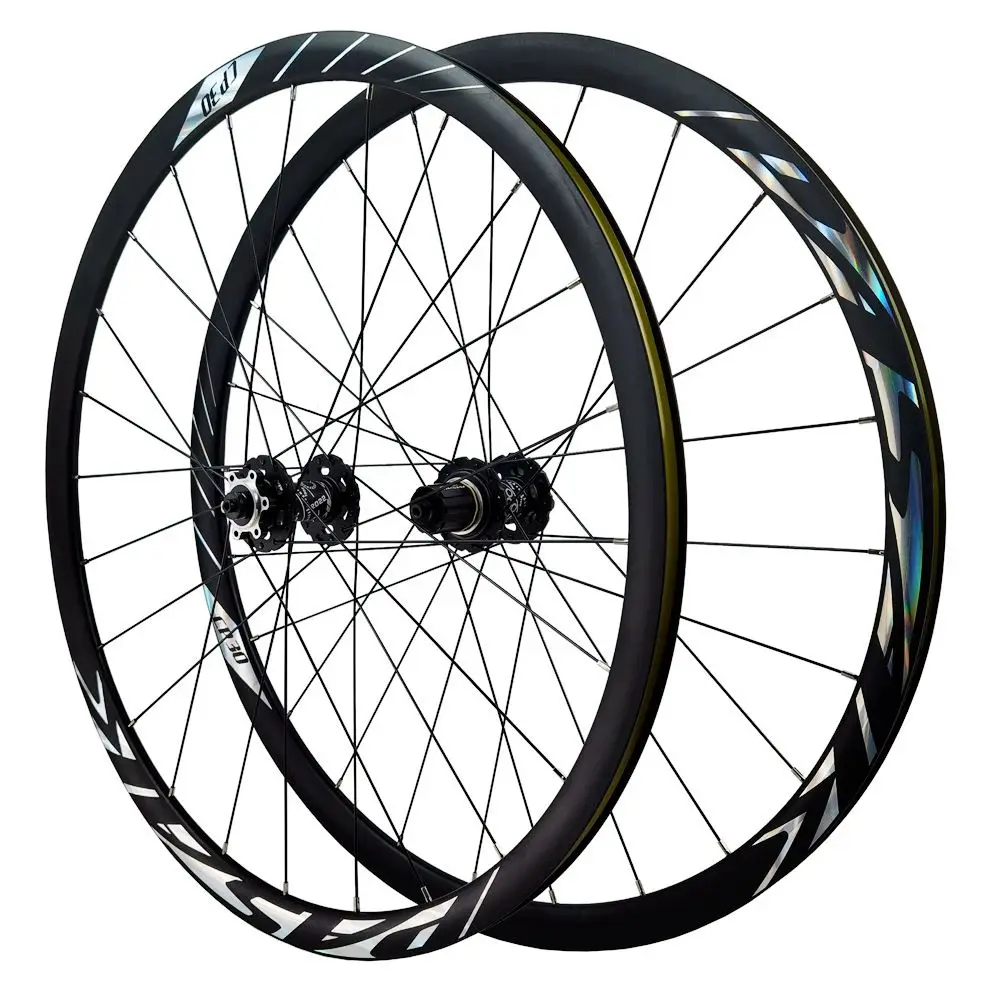 Road Bike 700C Wheelset 6 Bolts Disc Brake Gravel Bike Wheels Areo 29er 24H 30mm Depth Presta Valve