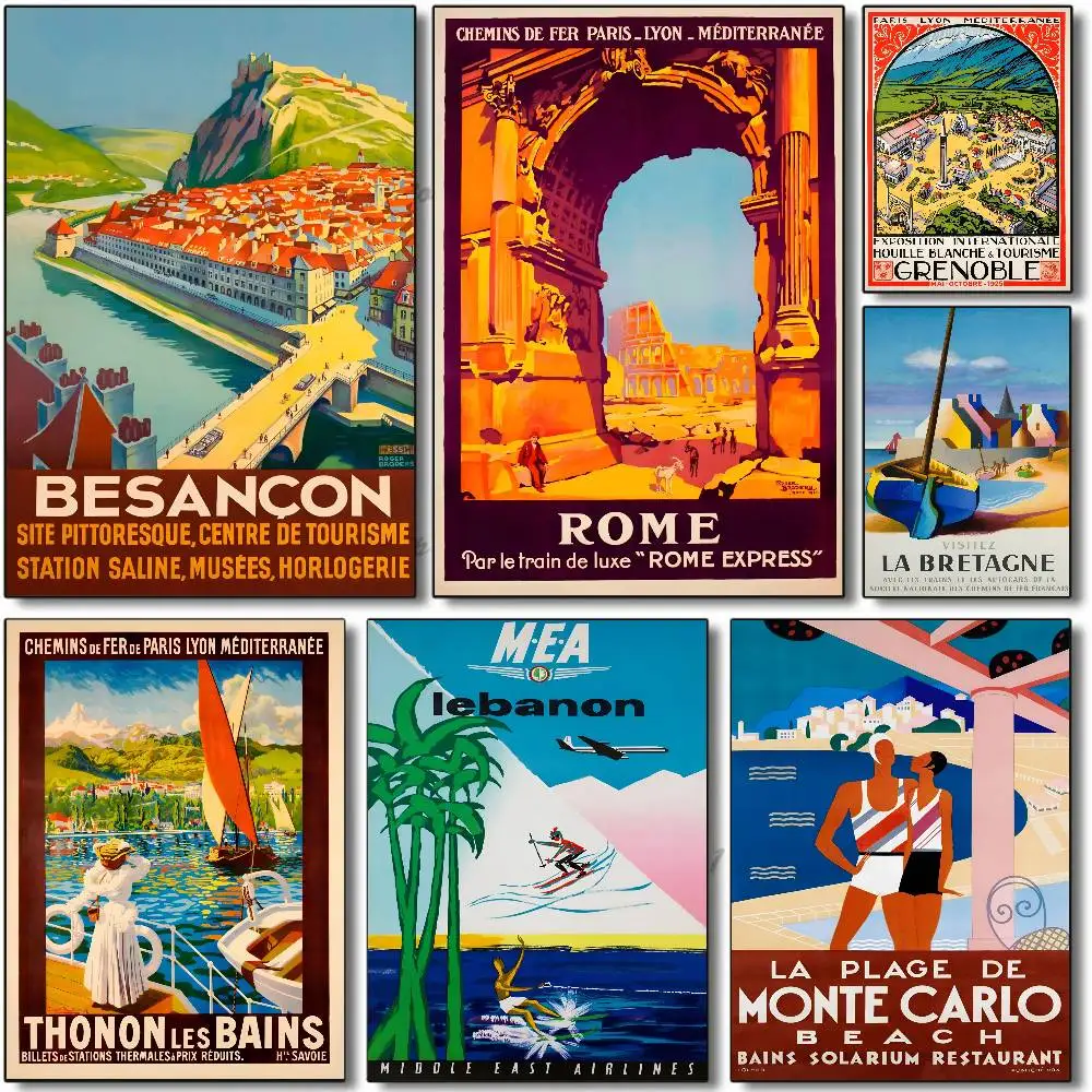 Vintage Travel City Sawa Lebanon Winter Sports Abstract Poster Self-adhesive Art Room Entrance Restaurant  Art Painting