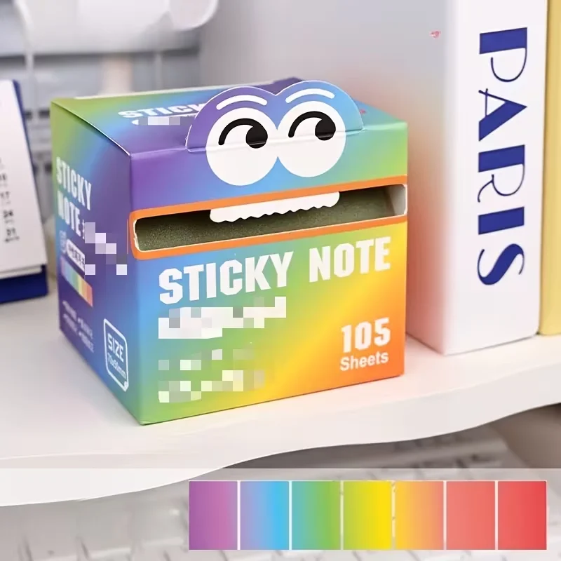 210 Pearl-Textured Self-Adhesive Sticky Notes, a Fun rainbow cartoon Notepad with Tear-Off and Pastable Writing Pages