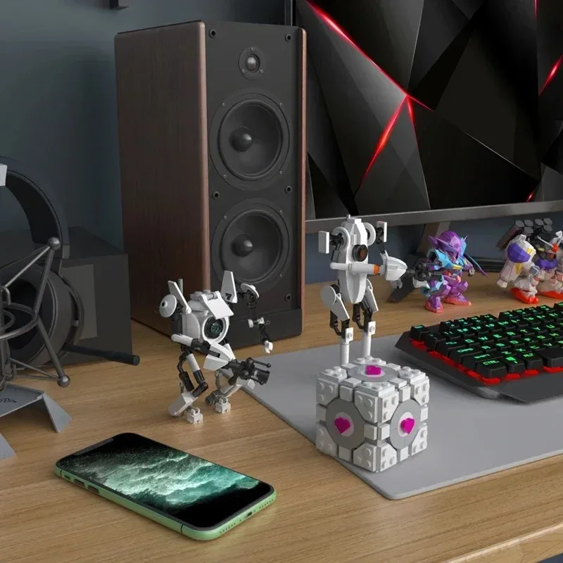 MOC Transport Gates Portal Atlas P-Body Building Blocks, Robot Character Puzzle Model Kit, DIY Gift for Game Fans