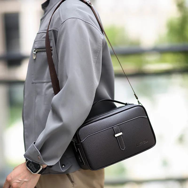 Shoulder Bag Men's Crossbody Bag Business Casual Camera Bag Large Capacity Multifunctional Clutch Fingerprint Lock Style