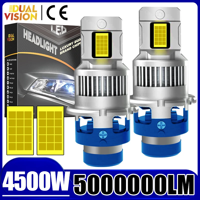 

Dualvision D2S D4S Светодиодные автомобильные фары D2R D4R D1S D1R D3S D3R Фары высокой мощности Plug&Play 4500 Вт 5000000LM 6000K Турболампы