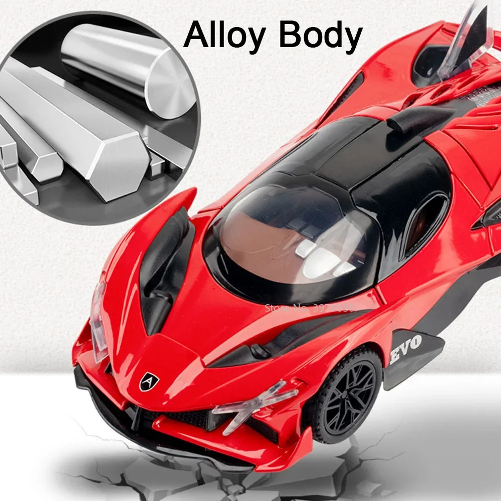 1/32 Apollo EVO Scale Alloy Sport Car Model Diecasts Vehicle Model with Light Sound Pull Back Car Toys for Child Birthday Gifts