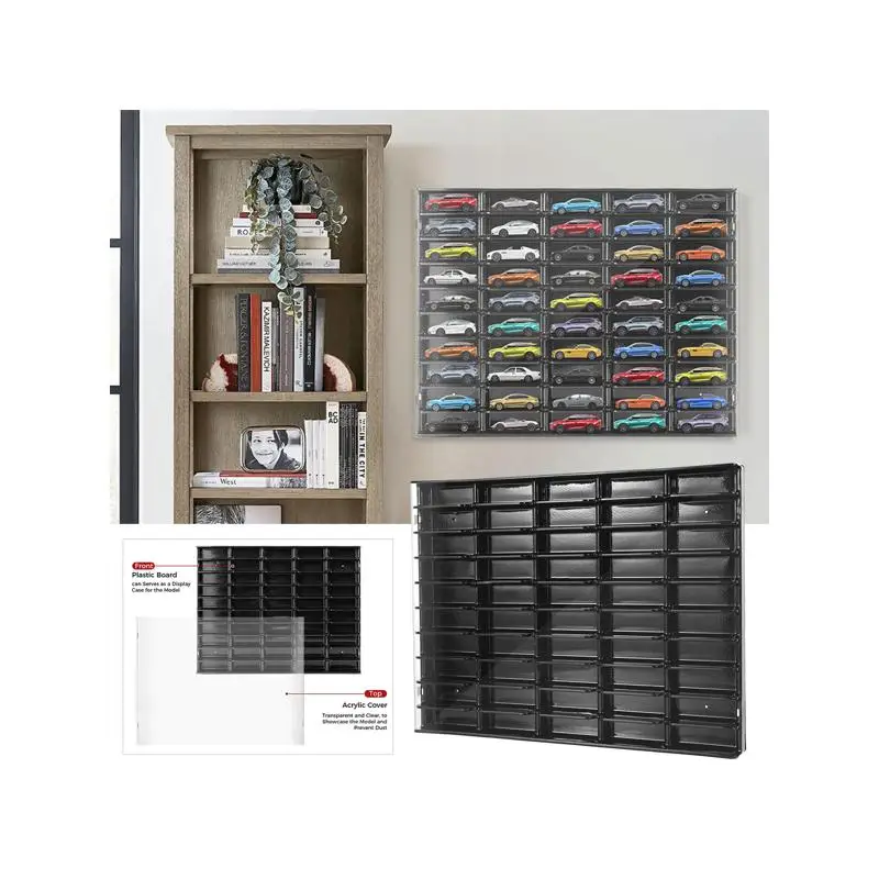 رف عرض سيارة لعبة بمقياس 1:64 لـ 50 سيارة، علبة تجميع مثبتة على الحائط #3