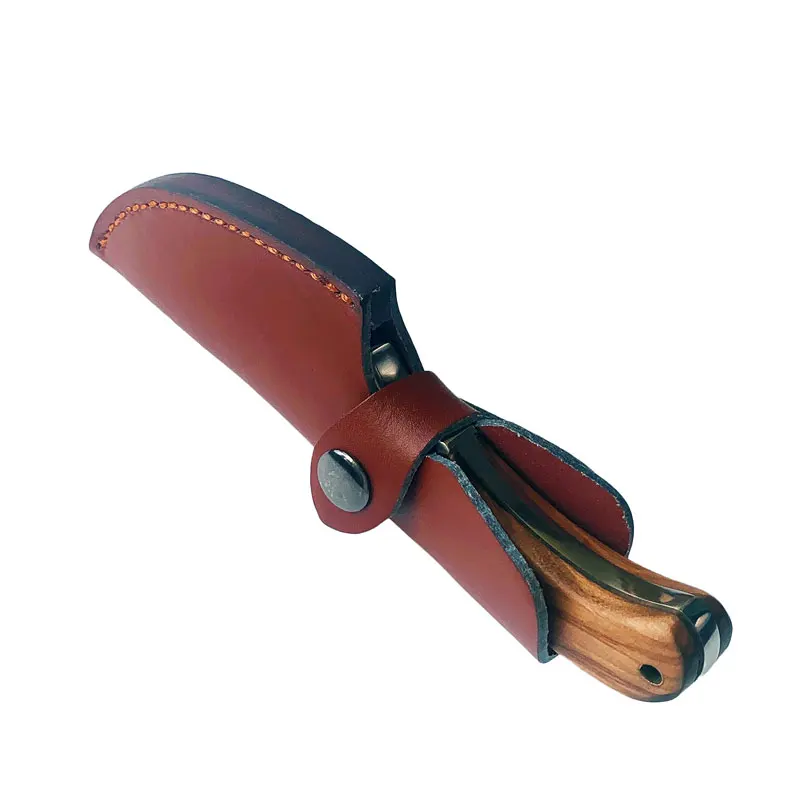 سكين صيد عالي الجودة بتصميم تكتيكي ثابت ومقبض من الخشب سكين تخييم مستقيم لأمريكا الشمالية مع حافظة