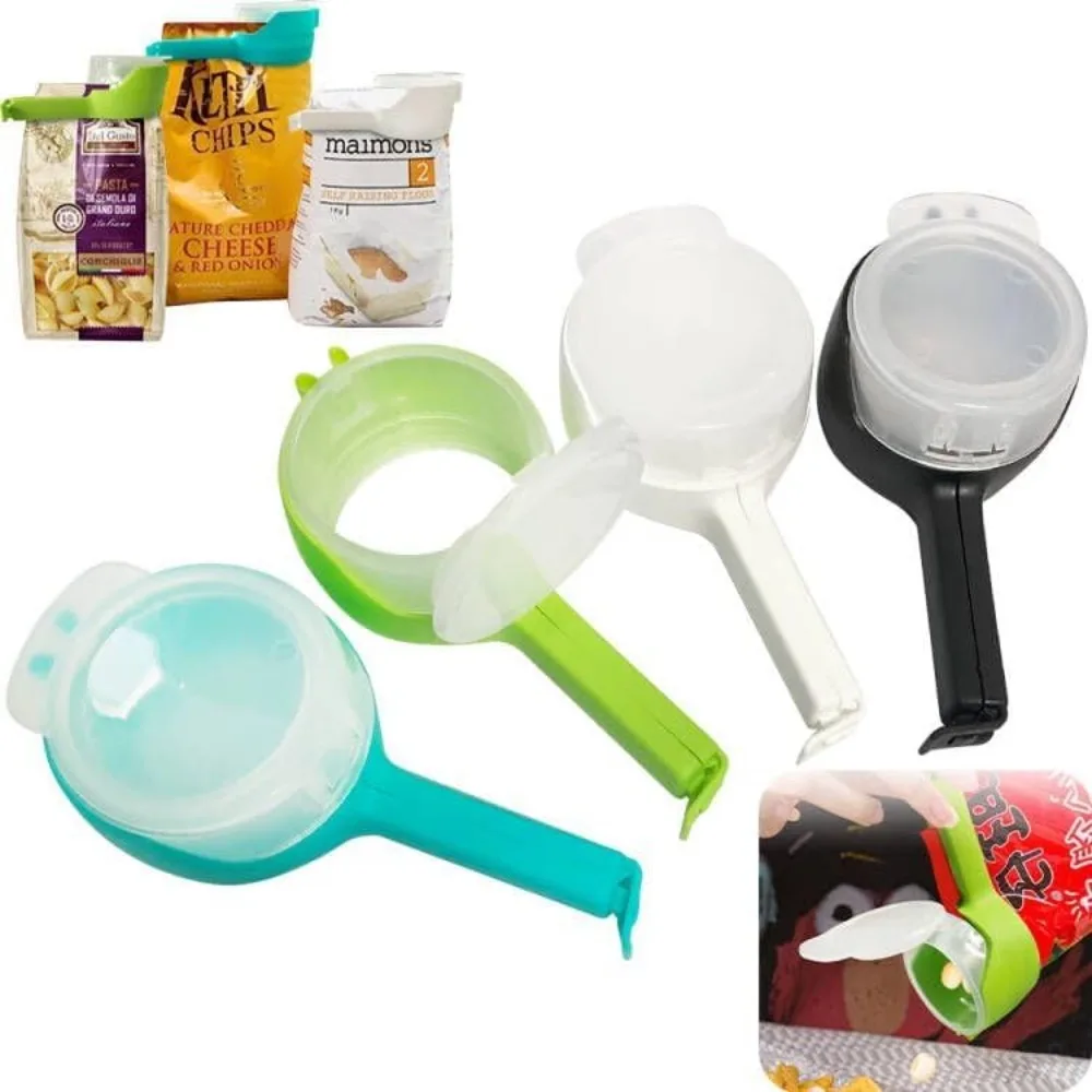 Clips de bolsa para almacenamiento de alimentos, Clips de sellado con caños de vertido, Clips de bolsa de chips de cocina, Clip sellador de tapa de plástico, almacenamiento de cocina