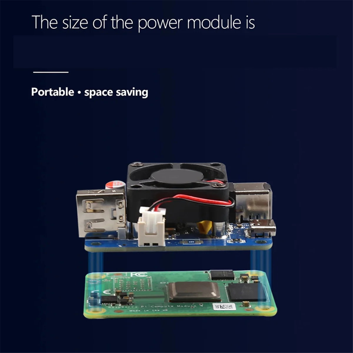 Módulo de alimentação PD 5V 5A para Raspberry Pi5 USB-C e USB-A Módulo de alimentação de porta dupla com suporte para entrada USB-C PD ou DC5.5