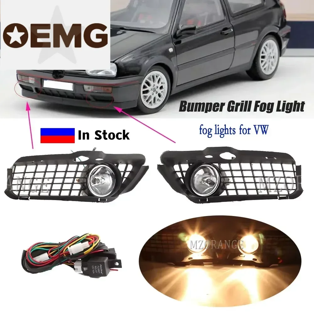 

Headlight Fog Lights for VW Golf 3 MK3 Jetta Cabrio 1992-1998 Front Bumper Fog Lamps Cover Grill LED Foglight Accsesories Parts
