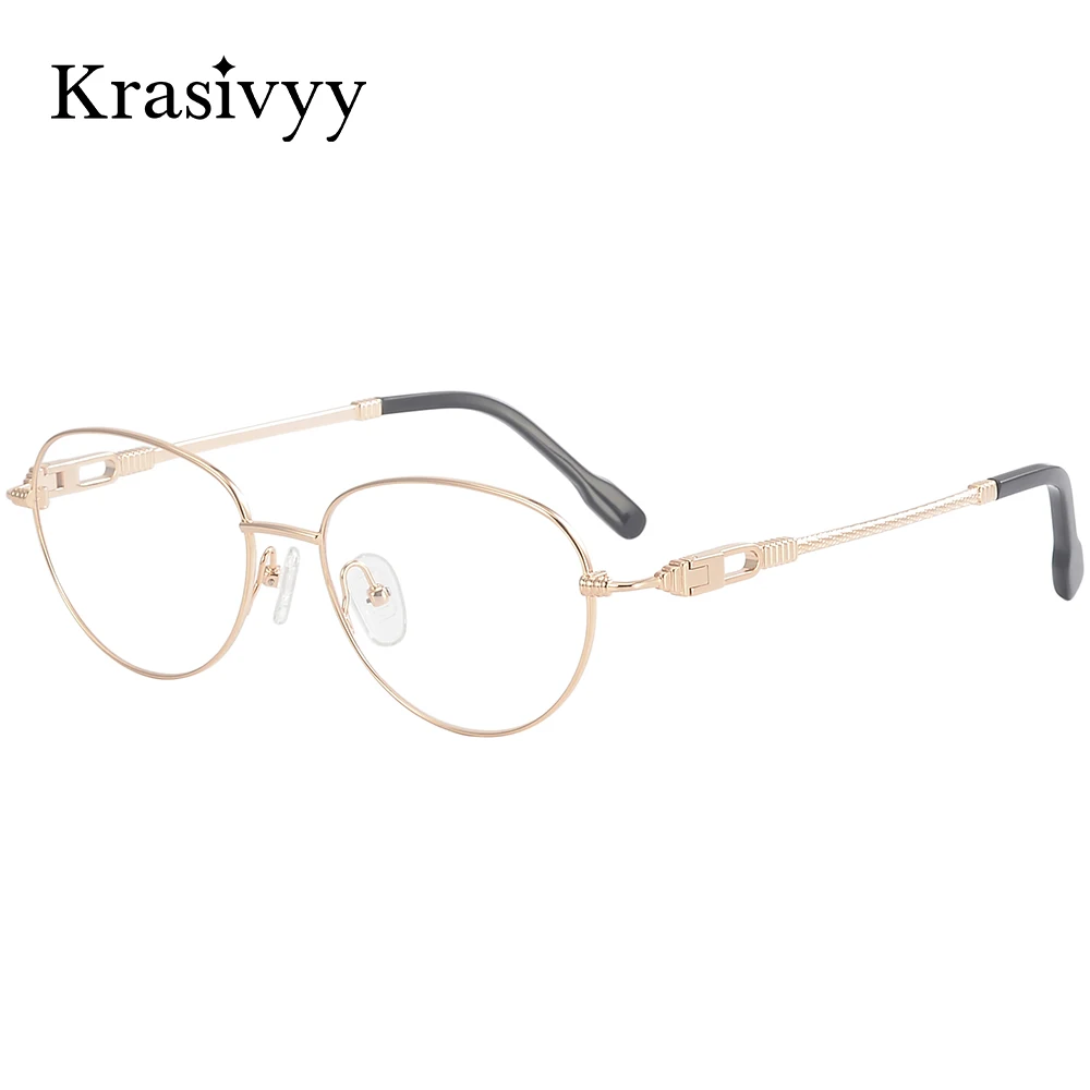 

Krasivyy Cat Eye Titanium Glasses Frame Women High Quality Luxury European Prescription Eyeglasses Lady Brand Full-Rim Eyewear