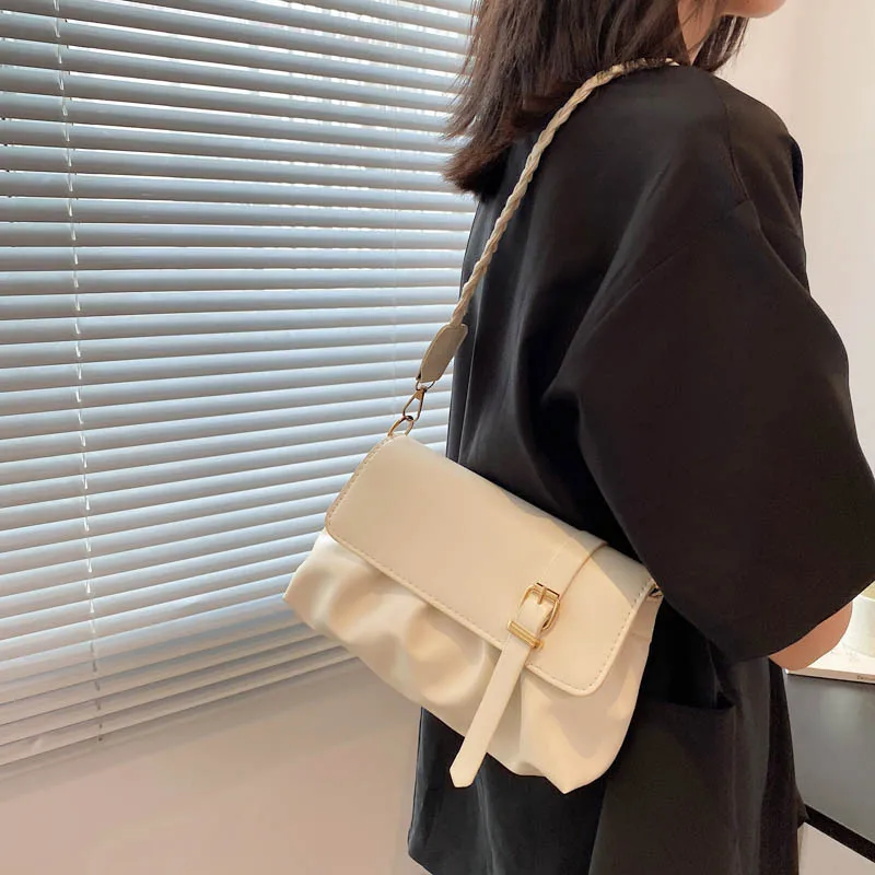 Simple Ins Casual Women's Shoulder Bag New Fashion Crossbody Bag Pleated Cloud Bag Candy Color Underarm Bag Handbags Day Clutch