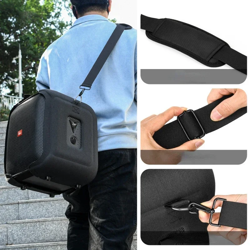 EVA Protective Cover Shockproof Anti-Scratch with Shoulder Strap and Base Support Feet for JBL Partybox Encore Essential Speaker