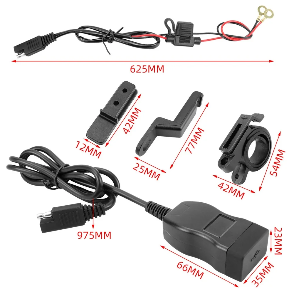 Motorcycle USB Fast Charger Handlebar Dual USB Socket With Switch Voltmeter Quick Charge 3.0 IPX6 Waterproof view 3