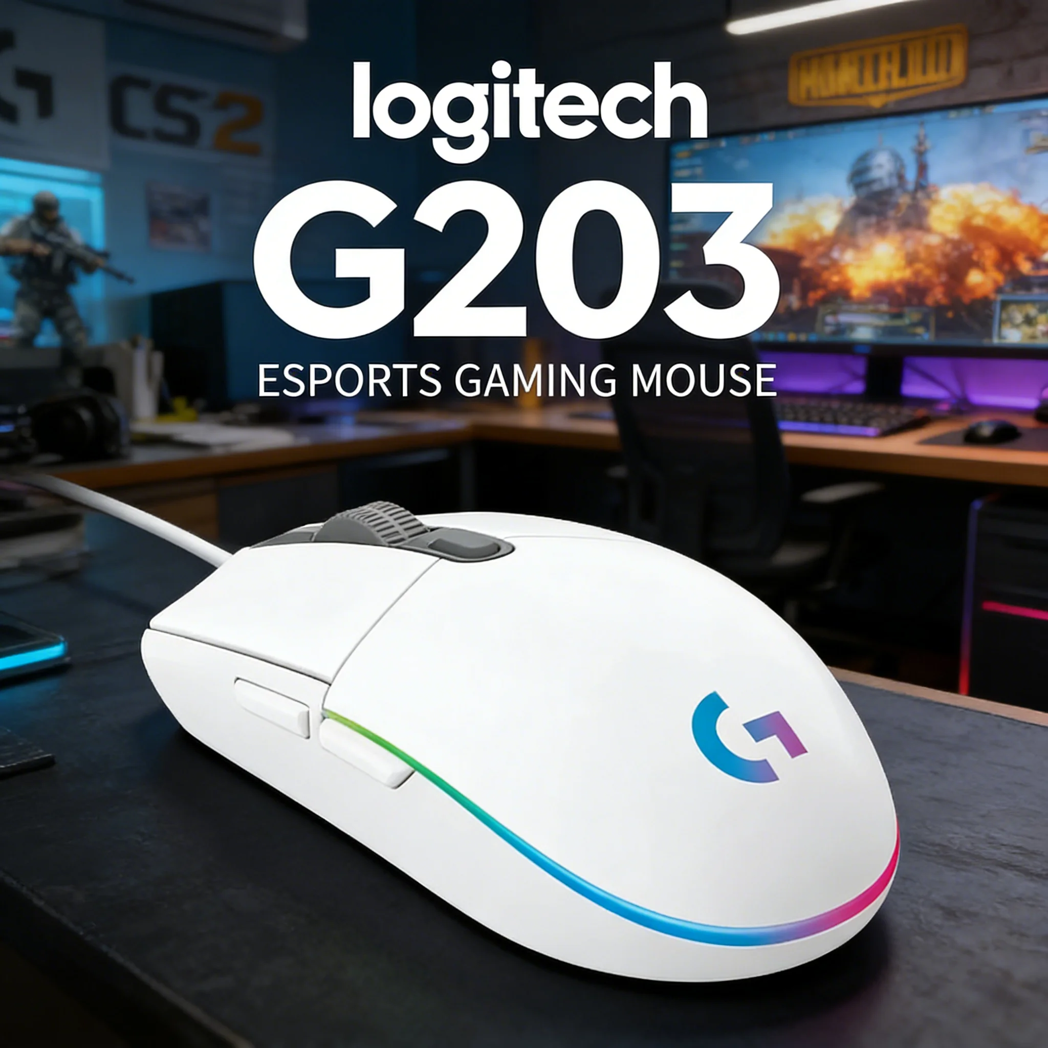 

Logitech G203 Lightweight Gaming Mouse - Durable Ergonomic Design for Esports And Office Use Comfortable Touch for Home Use