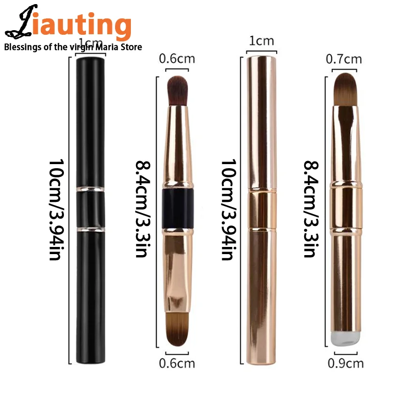 Double-Headed Lip Brush For Lipstick Metal Rod Lip Brush Makeup Brush For Lipstick Lip Gloss Include Lid For Beginner