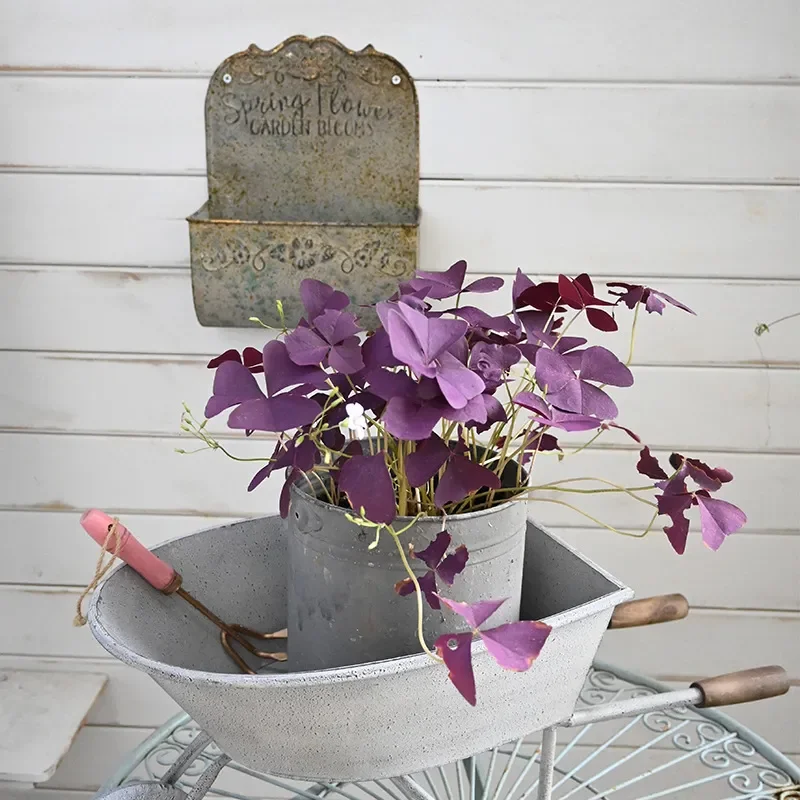 Vintage Wrought Iron Flower Pot Stand American Country Style Garden Balcony Decorative Plant Holder Retro Metal Planter Rack