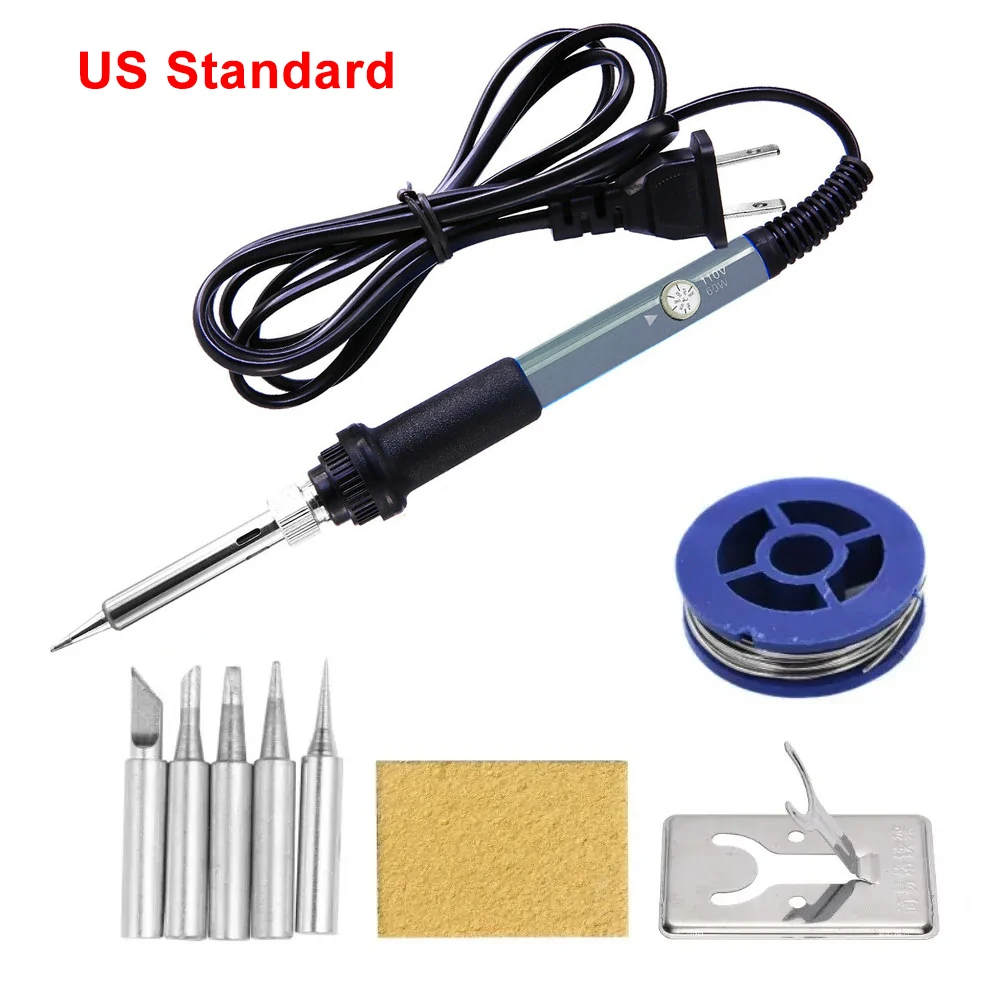 60W Verstelbare Temperatuur Elektrische Soldeerbout Lassen Ijzer Rework Station Warmte Pen Tips DIY Reparatie Tool