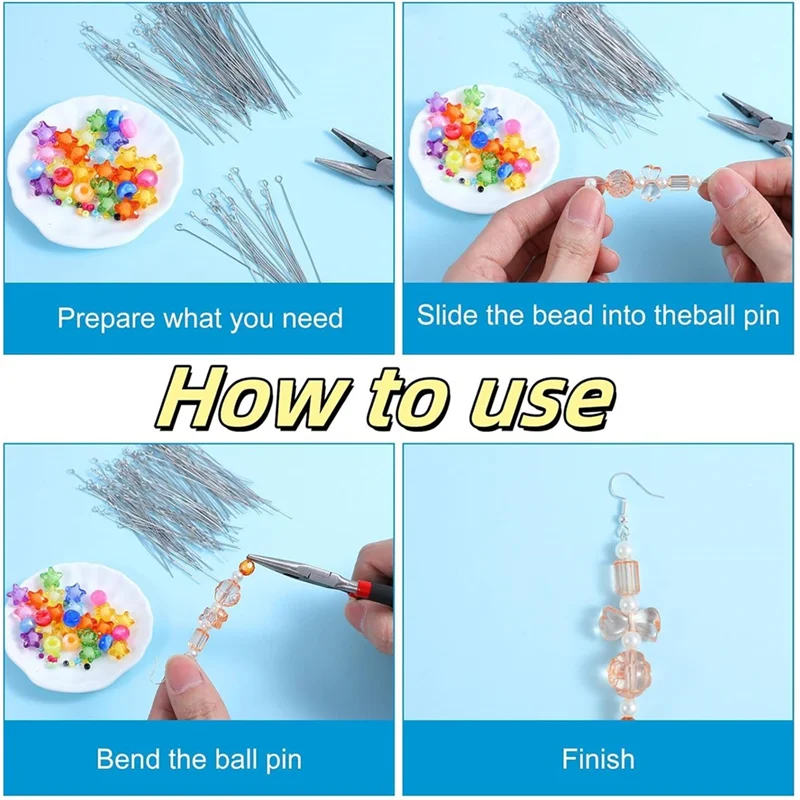 【RECOMENDAR】مجموعة دبابيس الرأس 300 قطعة 1.6 بوصة 304 دبابيس عين مفتوحة من الفولاذ المقاوم للصدأ لصياغة قلادة المجوهرات #4