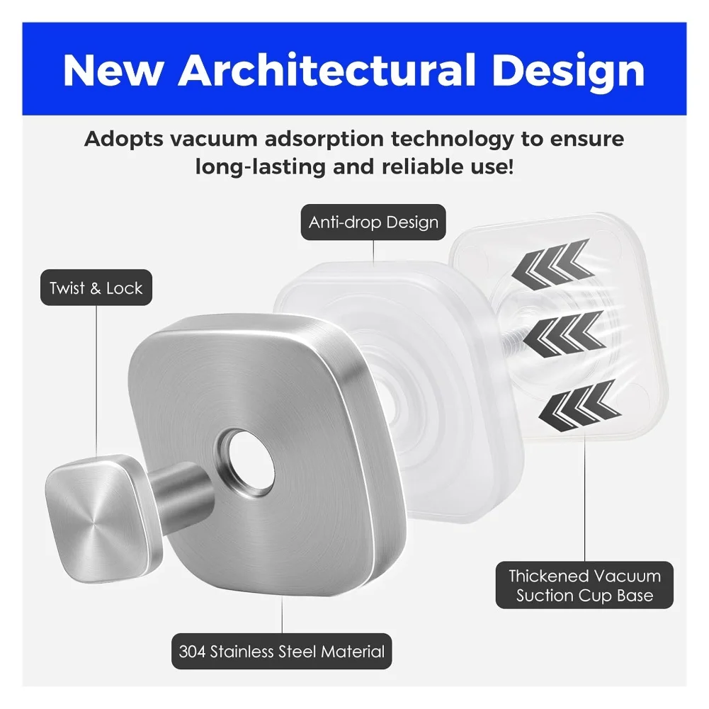 

Duty Suction Cup Hooks Stainless Steel Suction Cup Hook With Strong Cohesive 6cmx6cm Perfect For Any Room High-quality