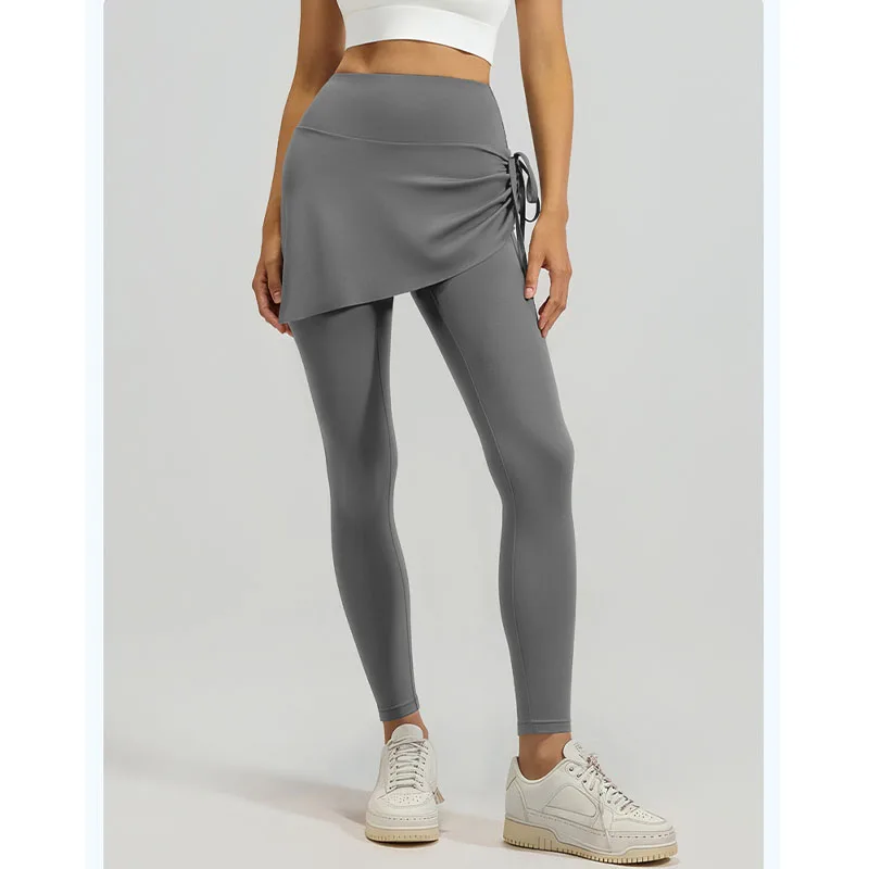 

Aiithuug Women's High Waist Leggings with Attached Ruched Side Mini Skirt Capri Swim Pants Long Board Shorts Tight Drawstring