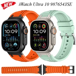 Silicone Metal Strap for Apple Watch Ultra 2 10 9 8 7 49mm 46mm 45mm 42mm 41mm Modified Integration IWatch 6 5 SE 44mm Wristband