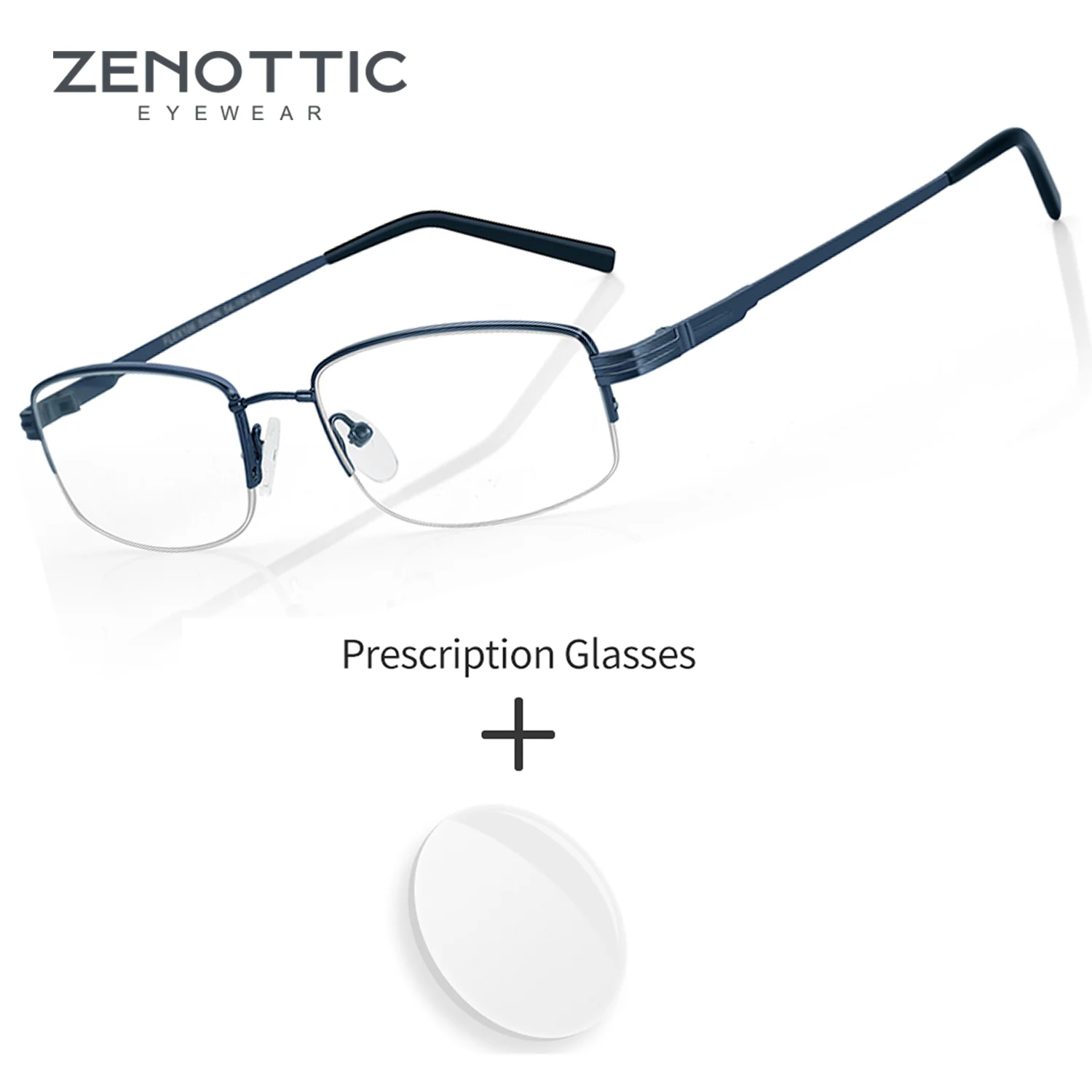 

Очки ZENOTTIC с металлической полуоправой, прямоугольные, фотохромные, с защитой от синего света, для чтения, мужские