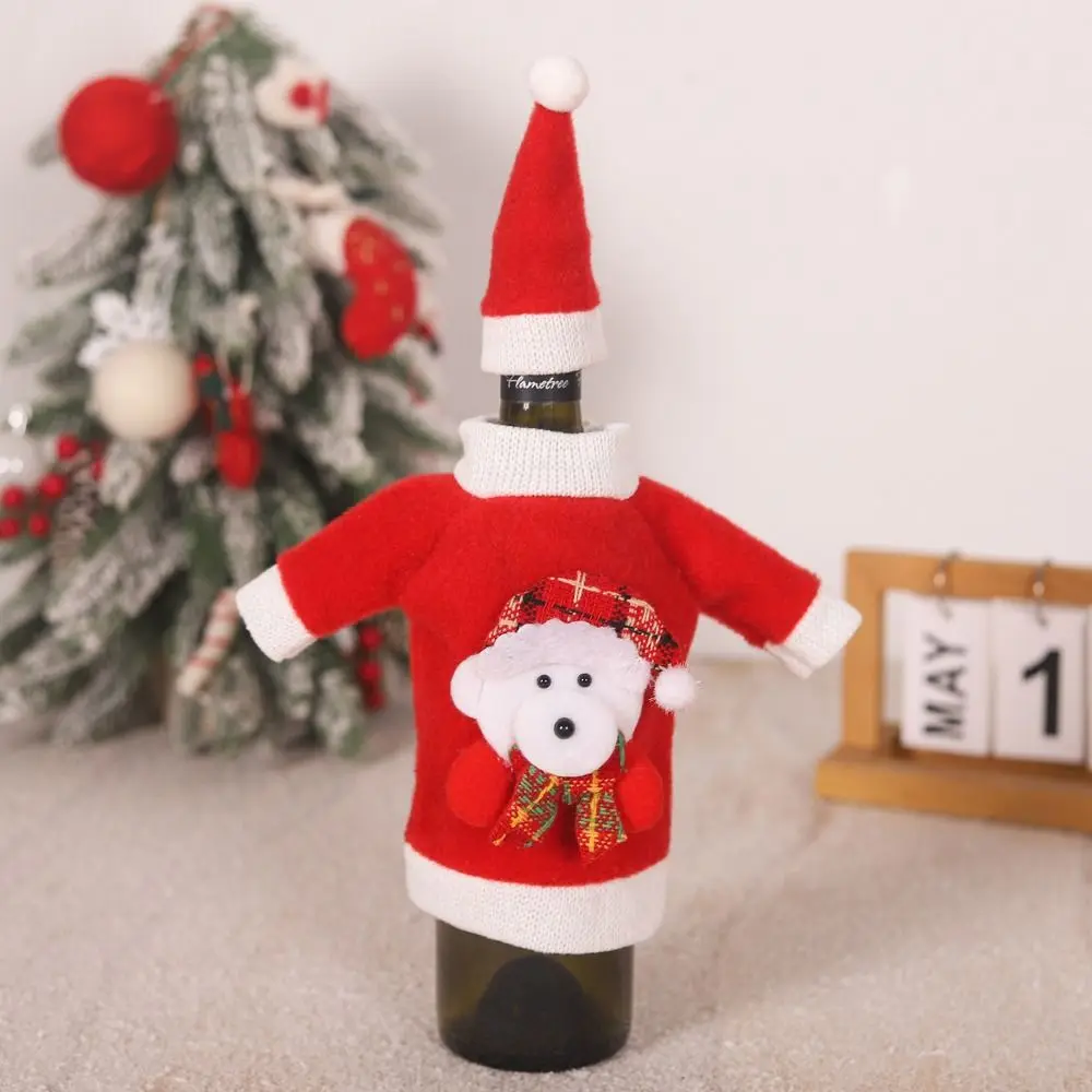 Knitted Wool Christmas Wine Bottle Covers Santa Claus Snowman Wine Bottle Bag Ornaments Decorations Party Table Decor Christmas