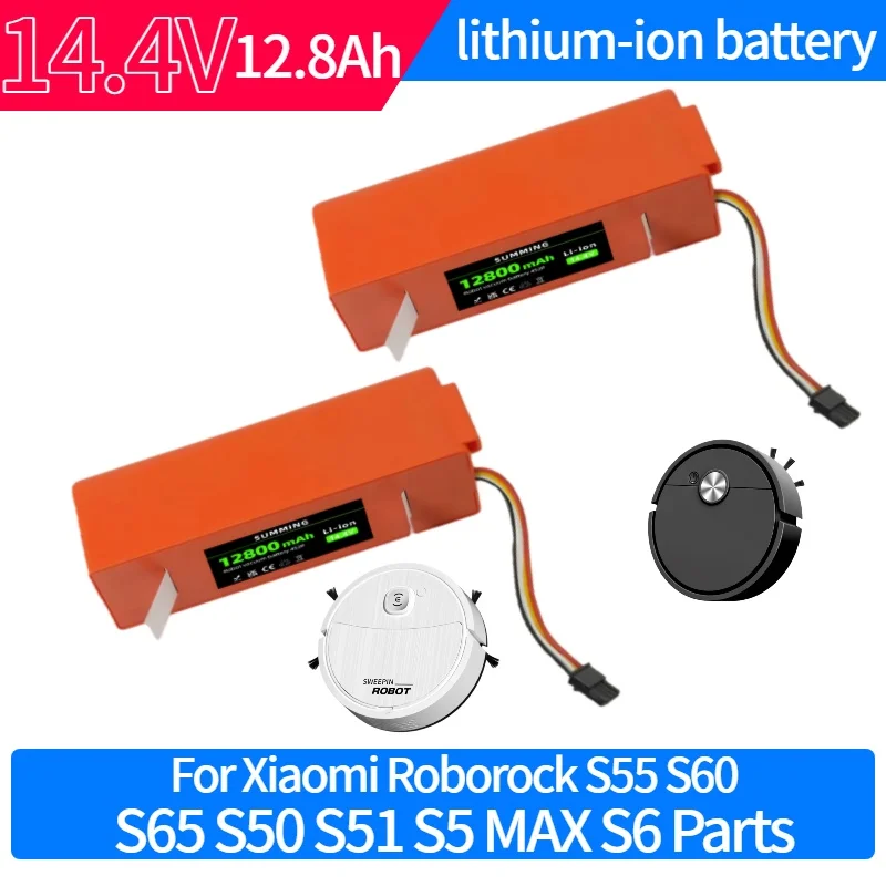 

14.4V 12800mAh Robotic Vacuum Cleaner Replacement Battery For Xiaomi Roborock S55 S60 S65 S50 S51 S5 MAX S6 Parts